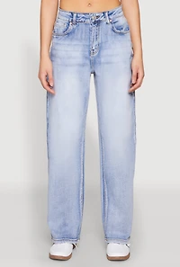 Womens WAX Straight Whiskered Jeans, Blue, Size 9