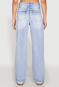 Womens WAX Straight Whiskered Jeans, Blue,
