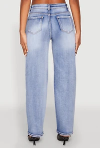 Womens WAX Straight Whiskered Jeans, Blue,