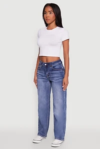 Womens WAX Straight Whiskered Jeans, Blue, Size 3