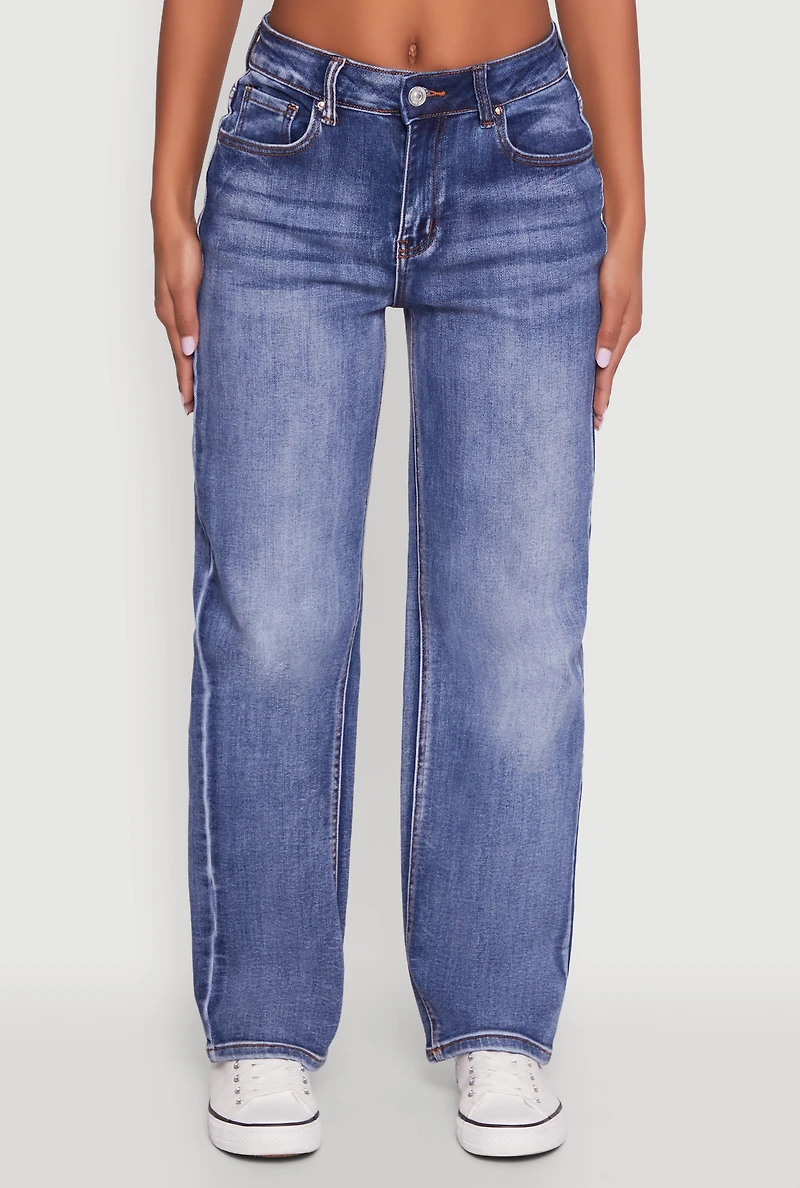 Womens WAX Straight Whiskered Jeans, Blue, Size 3