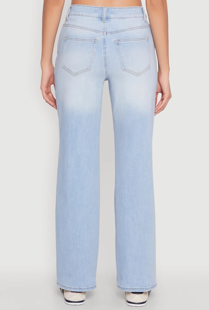 Womens WAX Whiskered Ombre Distressed Jeans, Blue,