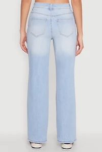 Womens WAX Whiskered Ombre Distressed Jeans, Blue,