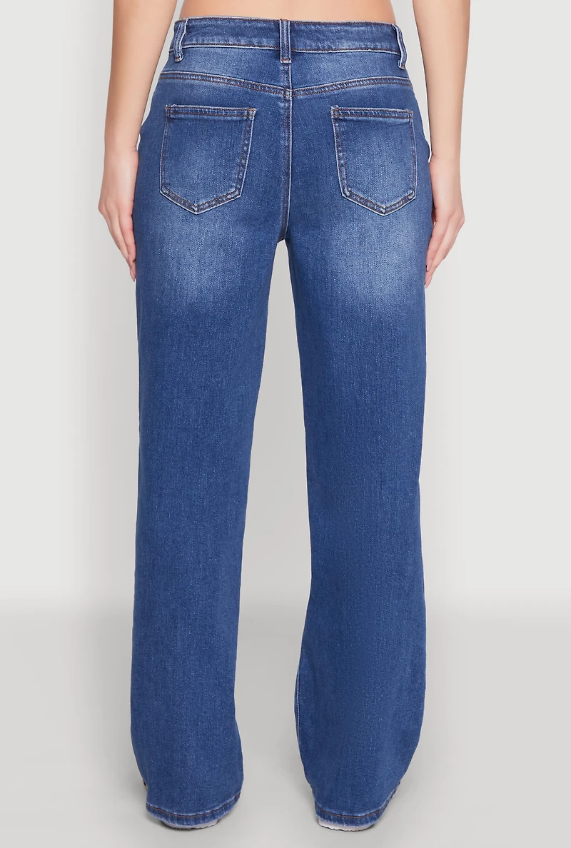 Womens WAX Whiskered Ombre Distressed Jeans, Blue,