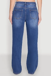 Womens WAX Whiskered Ombre Distressed Jeans, Blue,