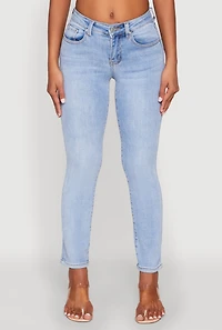Womens WAX Slim Straight High Rise Jeans, Blue,