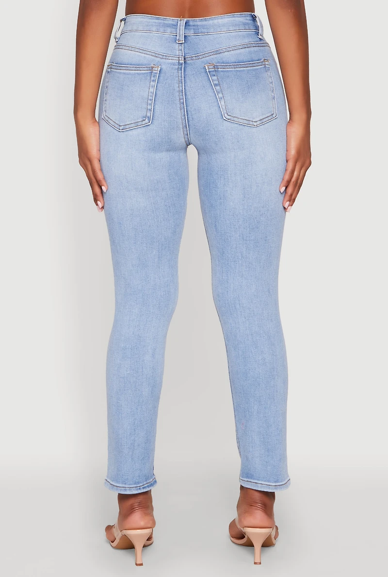 Womens WAX Slim Straight High Rise Jeans, Blue, Size 1