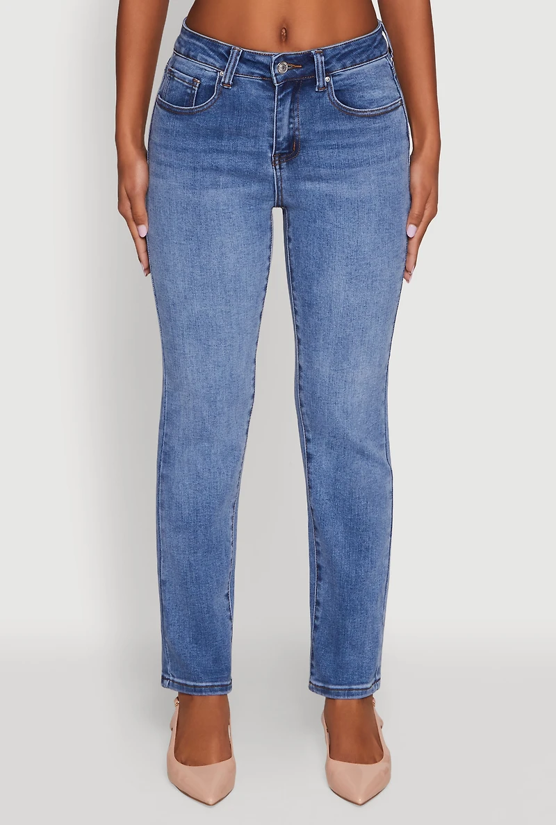 Womens WAX Slim Straight High Rise Jeans, Blue, Size 13
