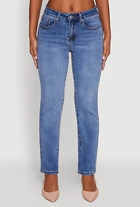 Womens WAX Slim Straight High Rise Jeans, Blue, Size 13