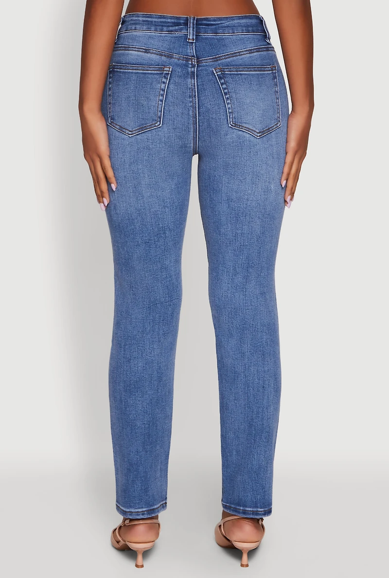 Womens WAX Slim Straight High Rise Jeans, Blue, Size 13