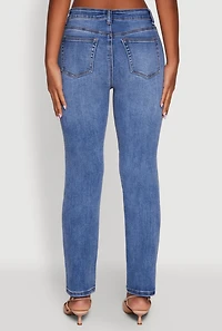 Womens WAX Slim Straight High Rise Jeans, Blue, Size 13