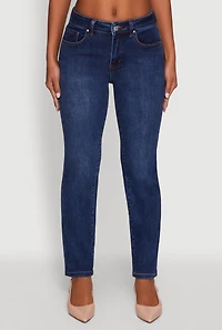 Womens WAX Slim Straight High Rise Jeans, Blue, Size 7