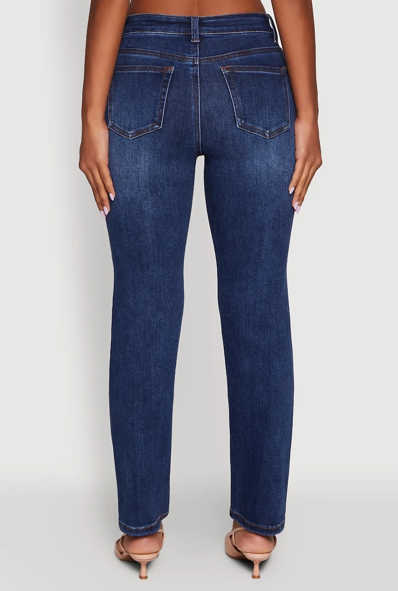 Womens WAX Slim Straight High Rise Jeans, Blue, Size 7