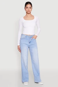 WAX Whiskered Wide Leg Jeans