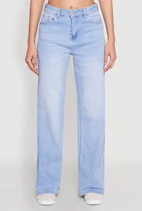 Womens WAX Whiskered Wide Leg Jeans, Blue,