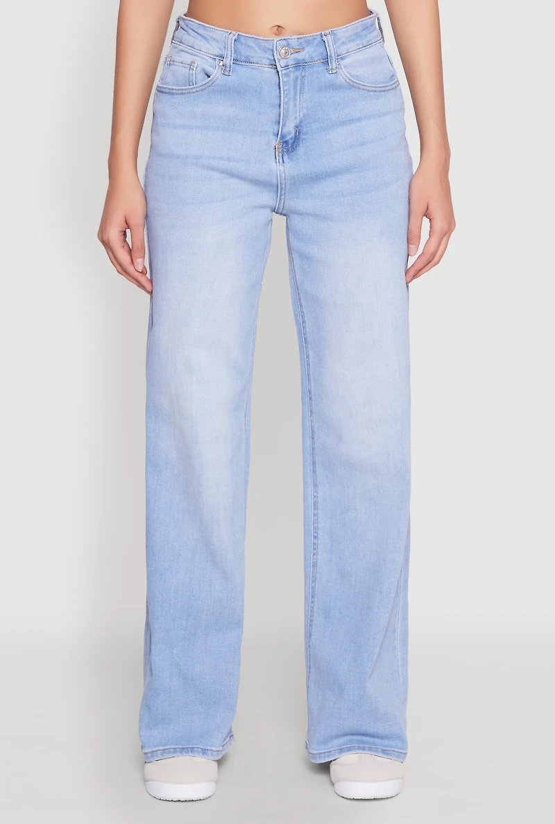 Womens WAX Whiskered Wide Leg Jeans, Blue,