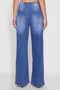 Womens WAX Whiskered Wide Leg Jeans, Blue,