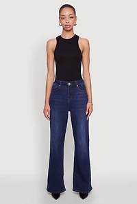 Womens WAX Whiskered Wide Leg Jeans, Blue, Size 7