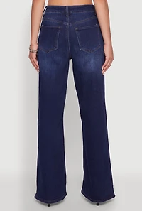 Womens WAX Whiskered Wide Leg Jeans, Blue,