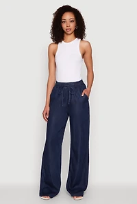 Womens WAX Chambray Palazzo Pants, Blue, Size S