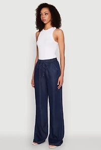 Womens WAX Chambray Palazzo Pants, Blue, Size S