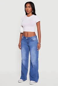 Womens WAX Low Rise Wide Leg Stretchy Jeans, Blue, Size 1