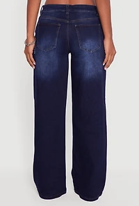 Womens WAX Low Rise Wide Leg Stretchy Jeans, Blue,