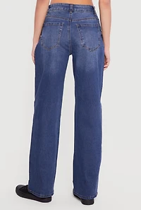 Low Rise Whiskered Wide Leg Jeans