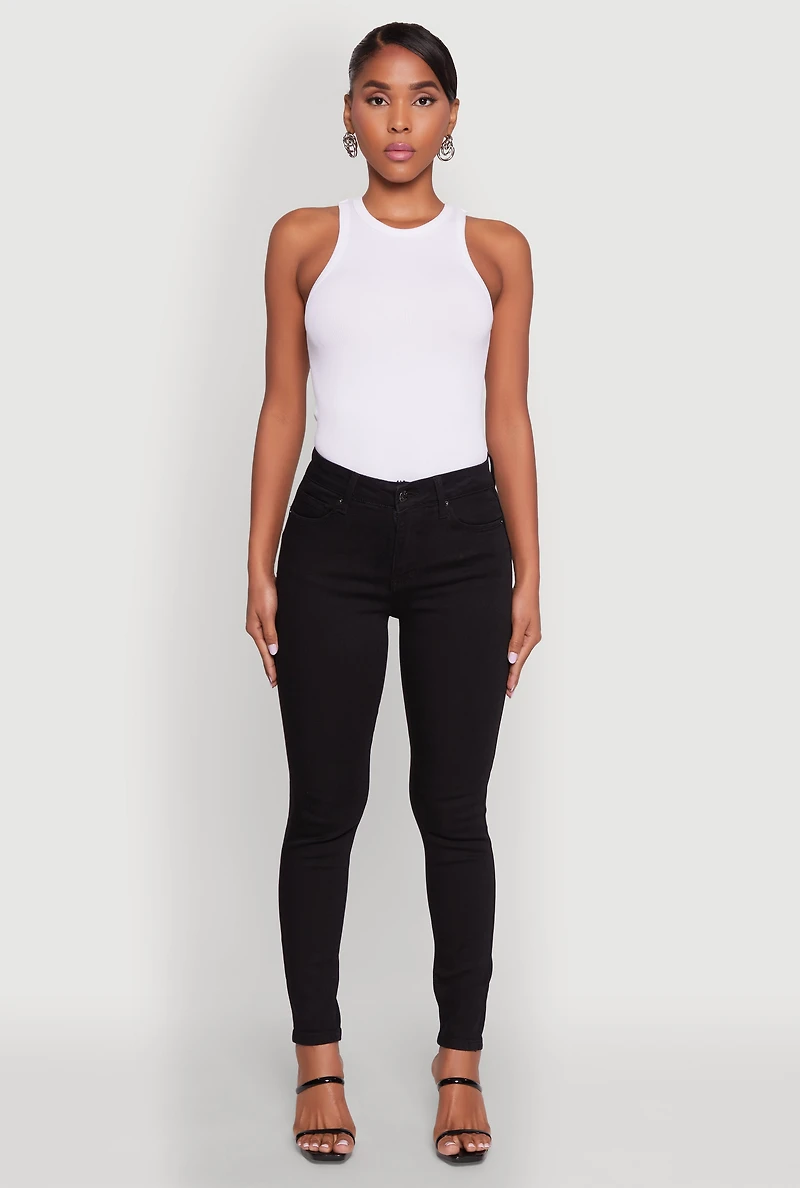 Womens WAX Five Pocket Solid Skinny Jeans,