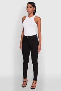 Womens WAX Five Pocket Solid Skinny Jeans,