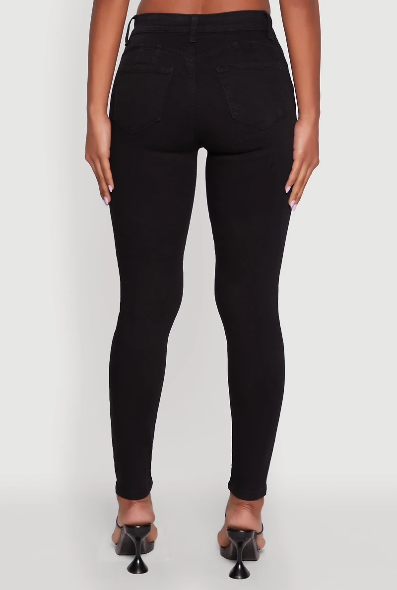 Womens WAX Five Pocket Solid Skinny Jeans,