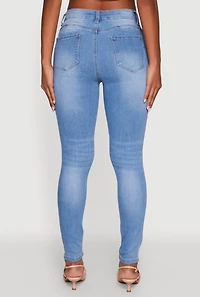 Womens WAX Five Pocket Solid Skinny Jeans, Blue,