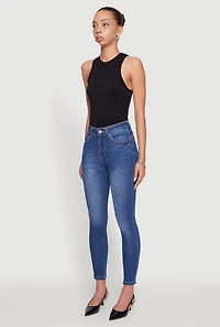 Womens WAX Five Pocket Solid Skinny Jeans, Blue, Size 9