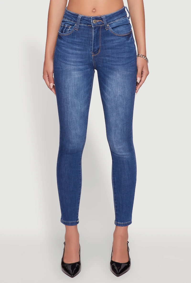 Womens WAX Five Pocket Solid Skinny Jeans, Blue,