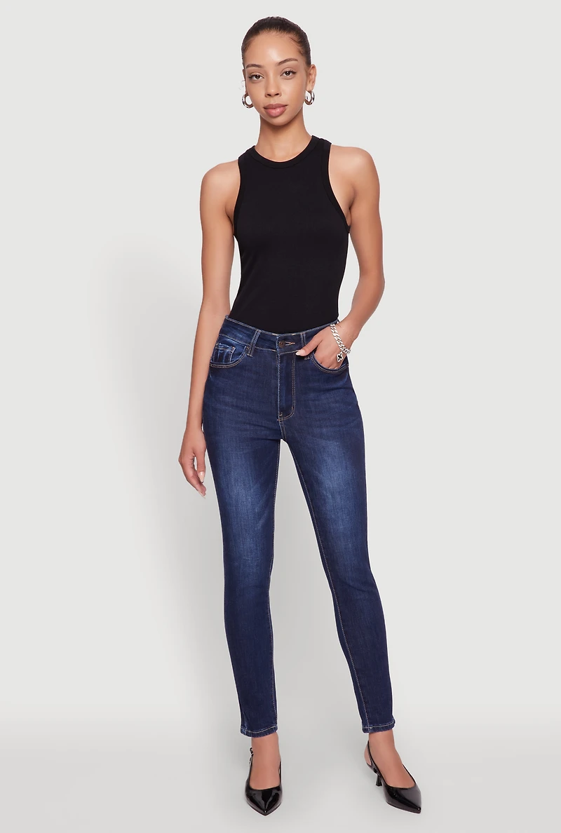 Womens WAX Five Pocket Solid Skinny Jeans, Blue, Size 5