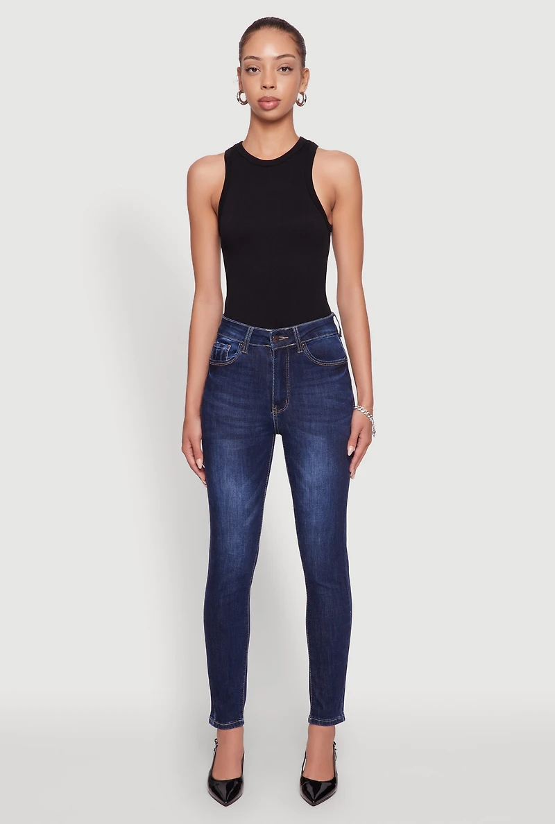 Womens WAX Five Pocket Solid Skinny Jeans, Blue, Size 5