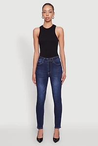 Womens WAX Five Pocket Solid Skinny Jeans, Blue, Size 5