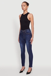 Womens WAX Five Pocket Solid Skinny Jeans, Blue, Size 5