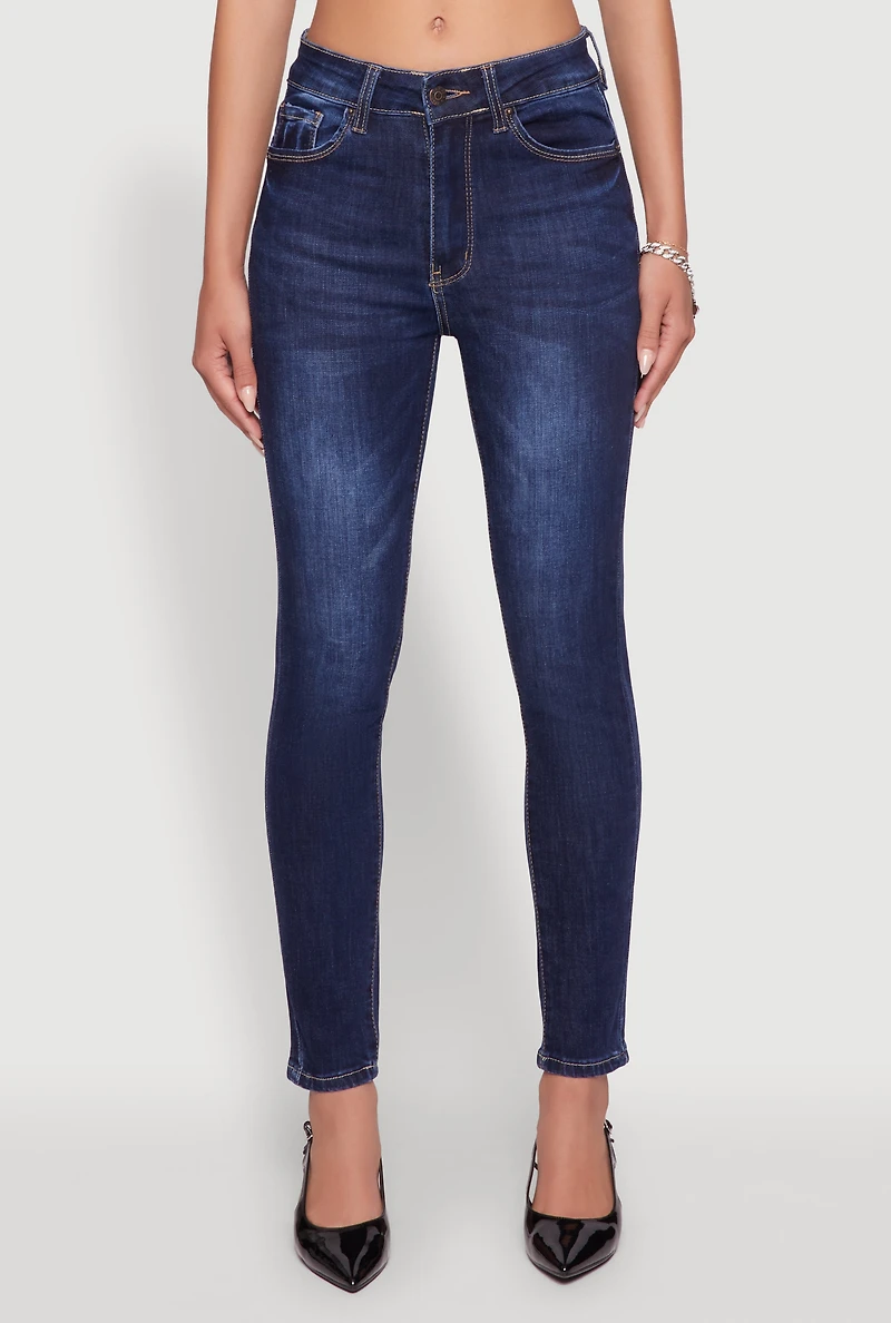 Womens WAX Five Pocket Solid Skinny Jeans, Blue, Size 5