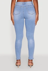 Womens WAX Mid Rise Distressed Jeans, Blue, Size 0