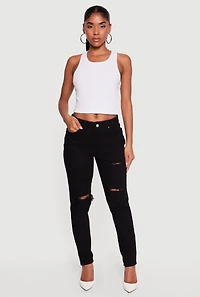 WAX Mid Rise Distressed Skinny Jeans