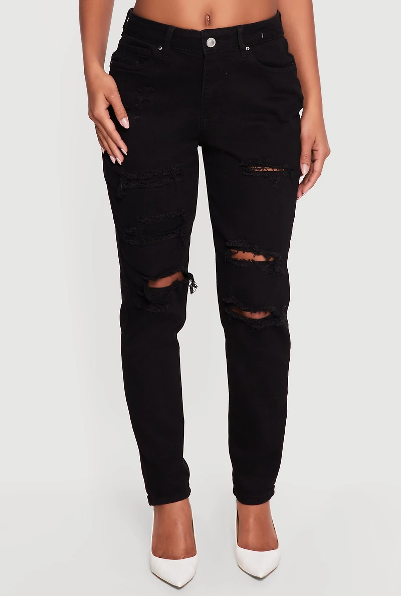 WAX Mid Rise Distressed Skinny Jeans