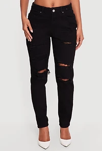 WAX Mid Rise Distressed Skinny Jeans