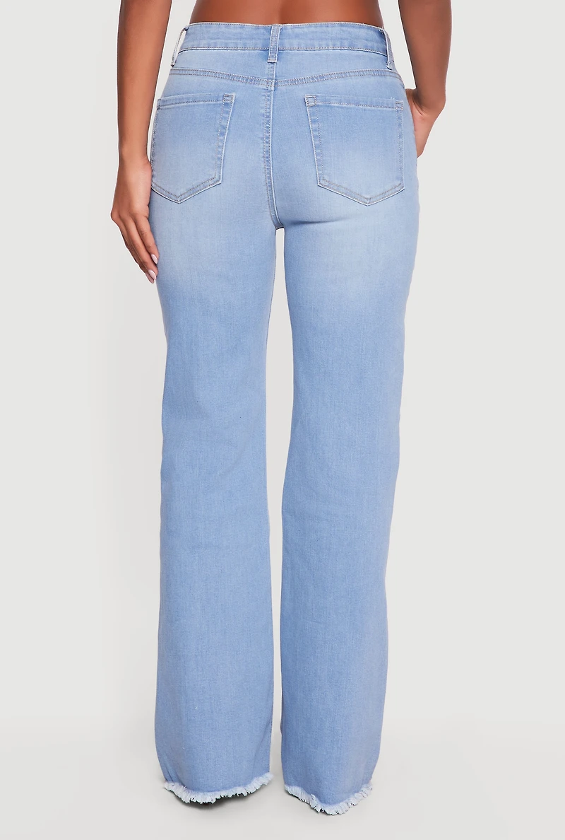 WAX Frayed Hem Slim Bootcut Jeans