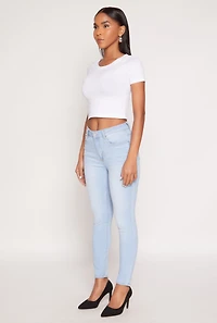 Womens WAX Stretch High Waisted Skinny Jeans, Blue,