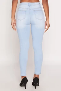 Womens WAX Stretch High Waisted Skinny Jeans, Blue,