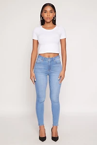 Womens WAX Stretch High Waisted Skinny Jeans, Blue,