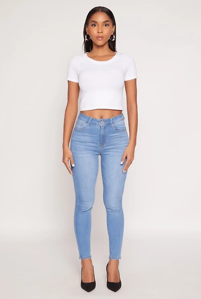 Womens WAX Stretch High Waisted Skinny Jeans, Blue, Size 7