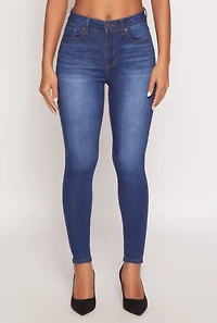 Womens WAX Stretch High Waisted Skinny Jeans, Blue,