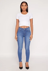 Womens WAX Frayed Detail Skinny Jeans, Blue, Size 7